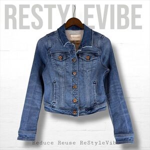 PILCRO ANTHROPOLOGIE Women’s Size M Jacket Denim Jean Trucker Style Stretch Coat